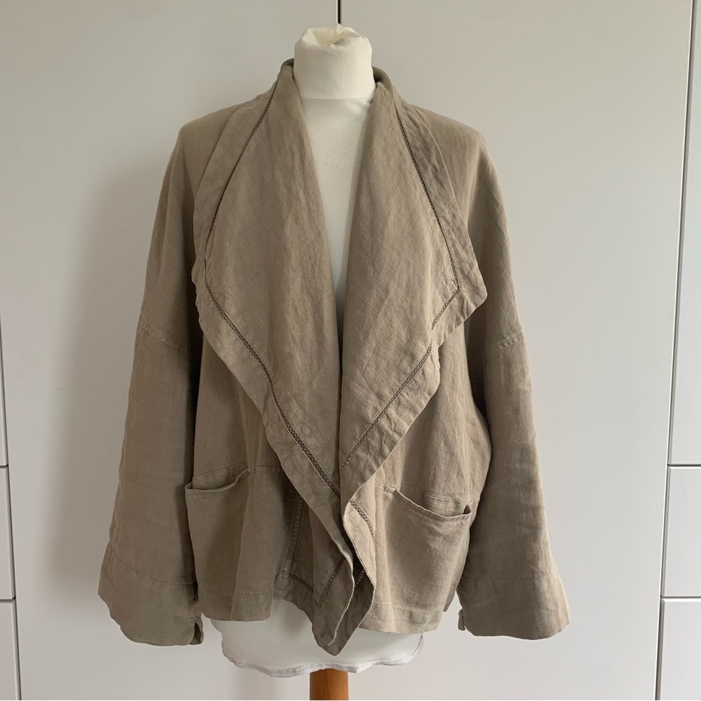 OSKA Linen Summer Jacket Size 2 UK 12 Ecru Lagenlook Artisan - Picture 1 of 12
